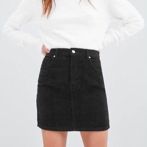 Black Corduroy Mini Skirt